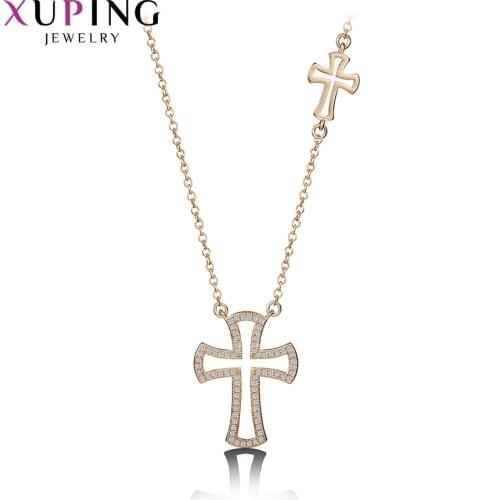 Xuping Fashion Religion Cross Pendant Necklace for Women Mothers Day Jewelry Gift M54-40068