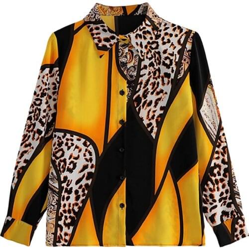 Fashion womens chiffon blouses leopard printing shirts 2021 Spring long sleeve Blouse shirts tops Blusas Mujer