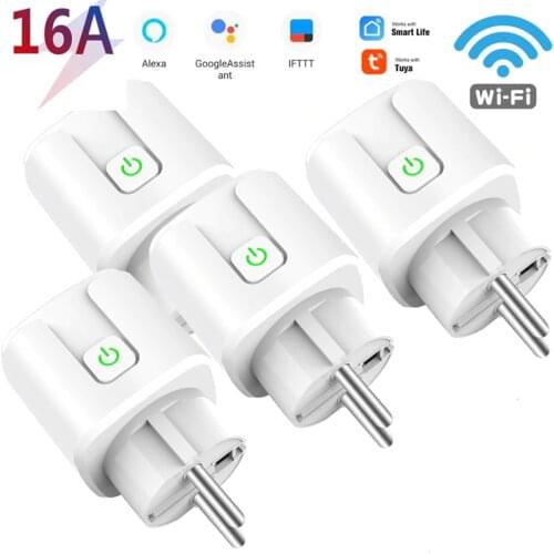 1/2/3/4/5/6 PCS Tuya WiFi EU Smart Plug 16A 220V Adapter Wireless Remote Voice Control Timer Socket For Google Home Alexa