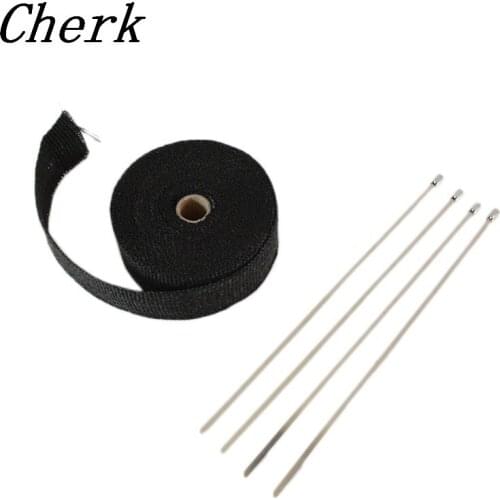 15mx5cm Motorcycle Exhaust Pipe Header Heat Wrap Resistant Downpipe 4 Stainless Steel Ties For Harley Honda Yamaha Suzuki BMW