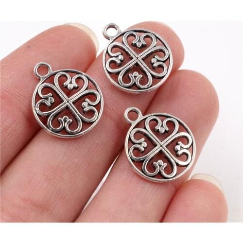 17X14mm 20pcs Antique Silver Plated Colors Flower Handmade Charms Pendant:DIY for bracelet necklace -R5-12