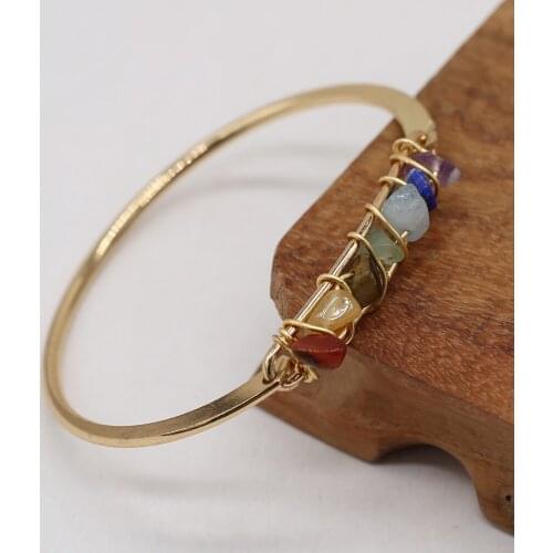 2021New Natural Semi-precious Stone Inlaid with Color Stones Opening Golden Crystal Bud Bracelet CraftsDIY Bracelet Jewelry Gift