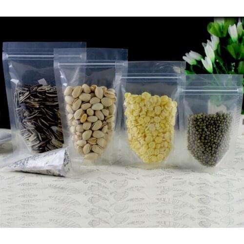 300pcs Clear Plastic bags Zip Lock Packing Bag Stand Up Pouch Resealable Zipper Food Coffee candy Storage Packaging Bag