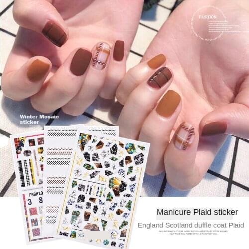 3D nail stickers line lattice marble glass pattern nail art sticker jewelry self-adhesive slider manicure accessories new AE009