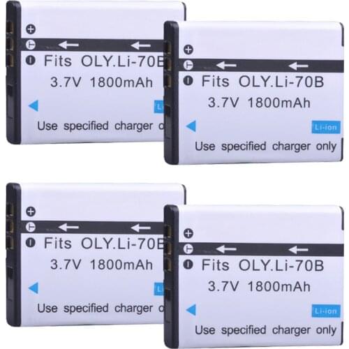 4Pcs 1800mAh Li-70B Li 70B Camera Battery for Olympus FE-4020 FE-4040 FE4020 FE4040 X940 D705 FE5040 D-705 D-710 VG-110 VG-140