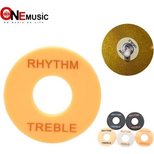 6pcs Guitar Toggle Switch Plate Rhythm Treble Washer Ring White Black Yellow 3 color Words New for LP Electric Guitar