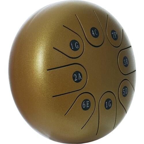 6" Steel Tongue Drum Standard G Key Drumsticks Notes Stickers Kid Gift Golden