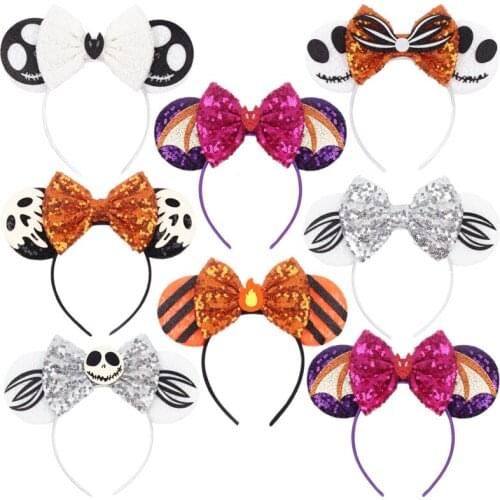 8pc/Lot Halloween Headband Fashion Sequins Mouse Ears Teenager Festival Hairband Girls Hair Accessories Kids Gift Party Headwear