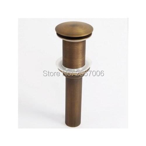 GIZERO Ancient Antique Brass Basin Drainer Bathroom Pop Up Drain Vanity Vessel Sink Drain Without Overflow ZR2001