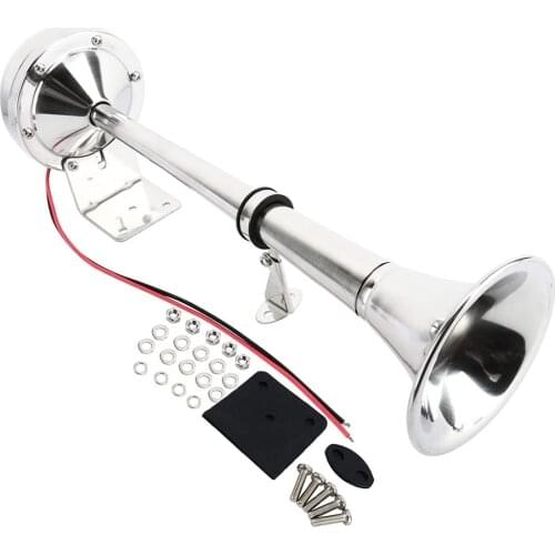 12V Car Air Horn 150DB Super Loud Universal Horn Single Trumpet Compressor 17 Inch 180 Hertz Horn For Car Truck Boat Motorcycle