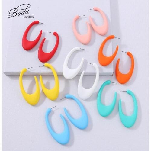 Badu Big Women Drop Earrings Candy Color Plastic Trendy Punk Exaggerate Geometric Long Pendant Earrings Jewelry Accessories Gift