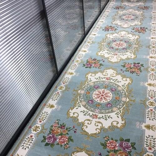 European Pastoral Hallway Carpets Jacquard Modern Stair Carpet Hotel Aisle Corridor Long Rugs Wedding Party Red Carpets