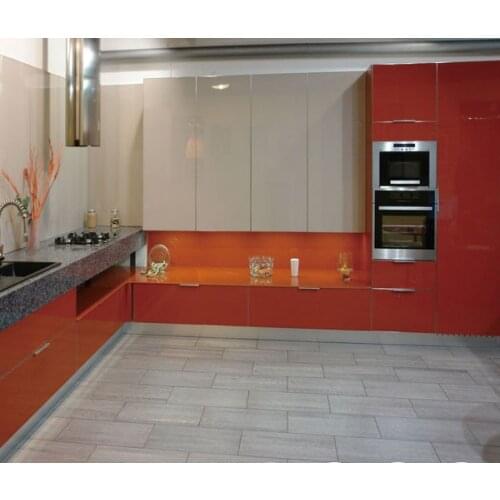Glaze white and red lacquer kitchen cabinet