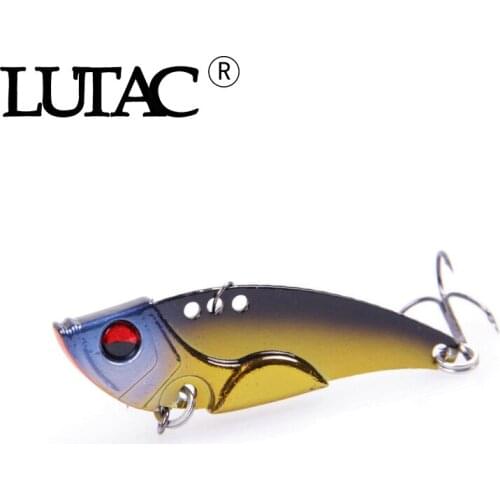 LUTAC 4.3cm 5.3cm lot Metal Wobbler Fishing Lure Vib Treble With 2 Hooks VIB Lead Fish Artificial bait Fishing Crank Bait lure