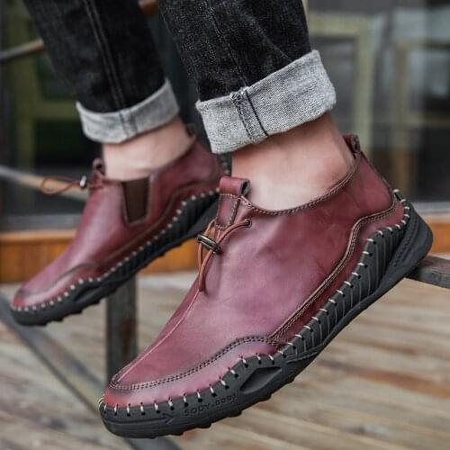 2021 Men Comfortable Mens Casual Breathable Loafers Men Genuine Leather Sneakers Men Moccasins Slip on Comfortable Loafers