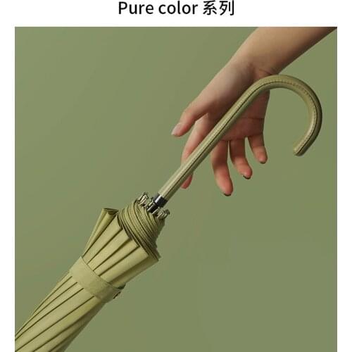 16K Fresh Vinyl UV-Proof Umbrella Womens Long Handle Straight Pole Umbrella Advertising Umbrella