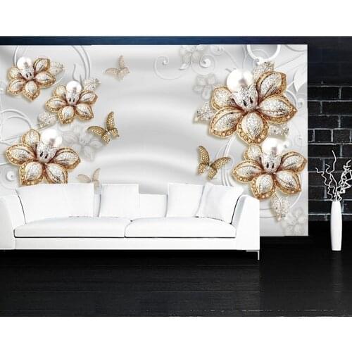 Papel de parede Luxury European Jewelry Flower 3d wallpaper mural,living room TV sofa wall bedroom wall papers home decor cafe