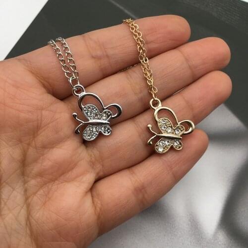 Wholesale New Trendy Crystal Butterflies Pendant Chocker Necklace For Women Girls 2021 fashion Necklace gift