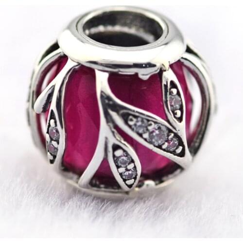 Fits for Pandora Charms Bracelets 100% 925 Sterling-Silver-Jewelry Pink Natures Radiance Beads Free Shipping