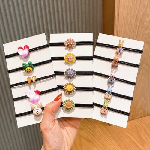 Children Cute Colors Acrylic Rabbit Flower Carrot Elastic Hair Bands Girls Lovely Scrunchies Rubber Bands Kids Hair Accessories
