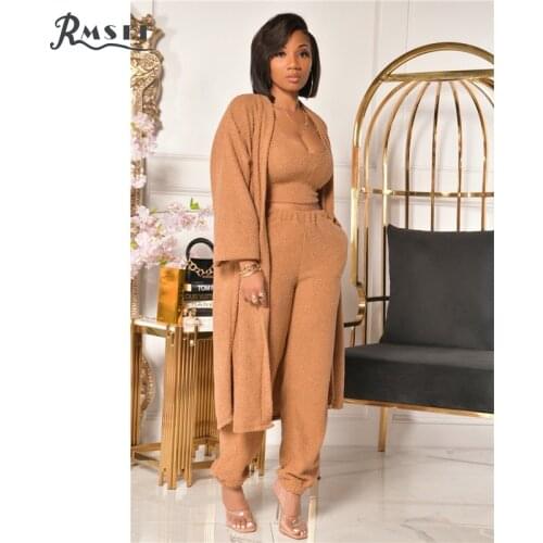 RMSFE 2021 Autumn And Winter New European And American Upgrade Plush Loose Three-Piece Suit Sexy Nightclub Dress