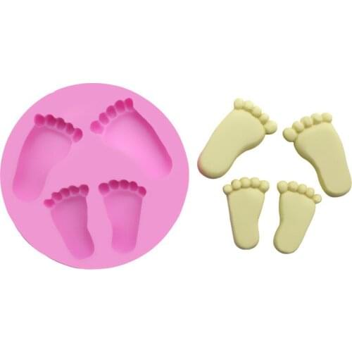Cute Baby Foot shape Silicone Molds For Cake Decorating Fondant Cookie Chocolate Pastry 3D Feet Mould Baking Tools Handicrafts