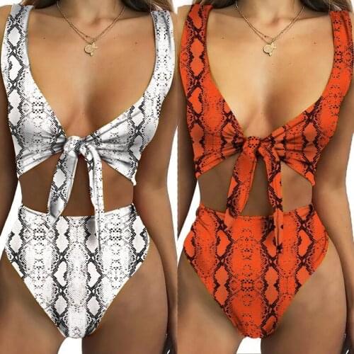 Sexy Bikini 2021 High Waist Swimsuit Women Swimwear Bathing Snakeskin Bikini Set Tube Top Swimsuit Female Swimming Suit Woman