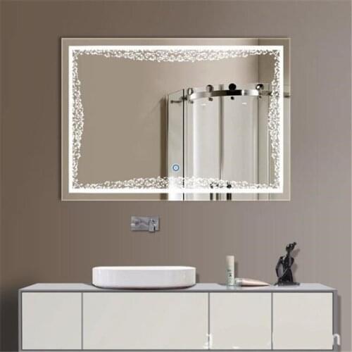 Modern Plated Glass Led Light Mirror with Touch Switch for Bathroom Hotel Waterproof Bright Durable Mirror Light 60*80cm 1755