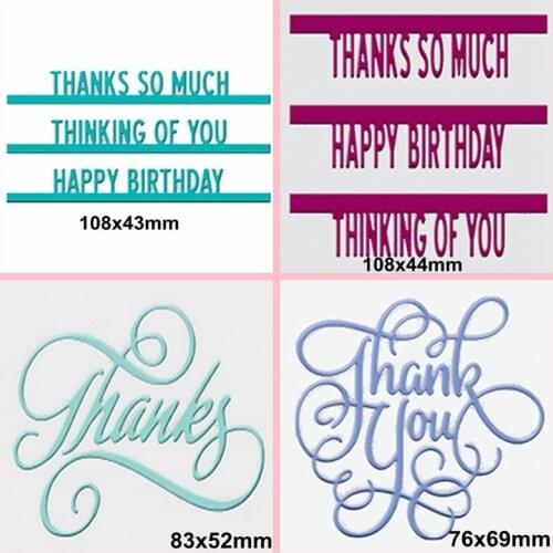 Thank You Alphabet DIY Craft Cutting Die Scrapbooking Template Embossing Stencil Paper Card Album Photo Making Handicraft
