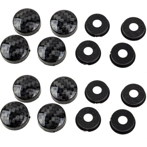 Universal 16Pcs/Set Car Carbon Fiber Style License Plate Tag Frame Fastener Screws Caps Covers