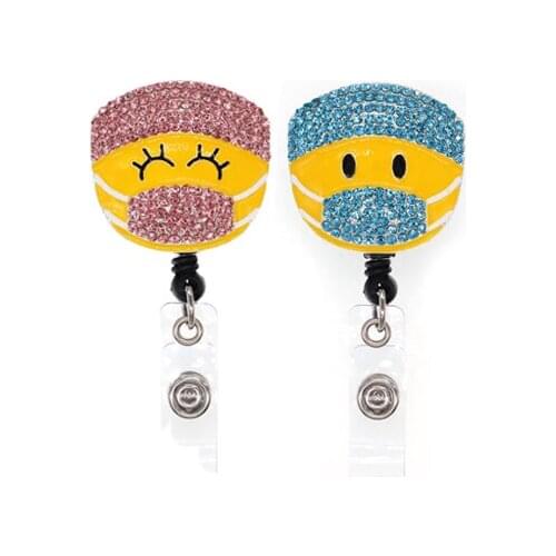 10 pcs/lotCustom Cute Rhinestone Nurse ID Card Holder Retractable Badge Reel With Clip Medical Accessories