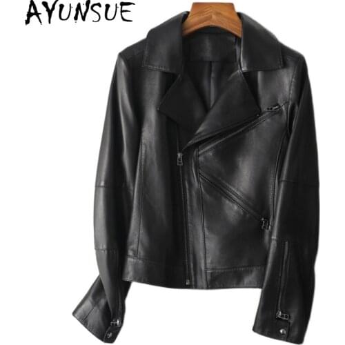 AYUNSUE Genuine Leather Jacket Woman Autumn Natural Sheepskin Coats Famale New Short Womens Clothing Cazadora Cuero Mujer SQQ10