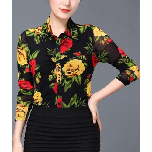 Fall Spring Fashion Women Slim Clothes Cardigan Tops , 2019 Korean Style Autumn Female Woman Womens 4xl Floral Blouses And Tops