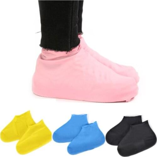 1 Pair Reusable Latex Waterproof Rain Shoes Covers Non-Slip Rubber Rain Boot Overshoes Outdoor Hiking Shoes Accessories