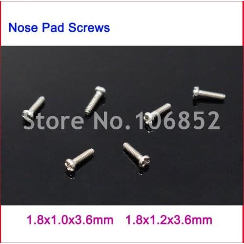 200pcs Size 1.0x3.6mm 1.2x3.6mm Eyeglasses Glasses Nose Pad Screws + - slot head Free Shipping
