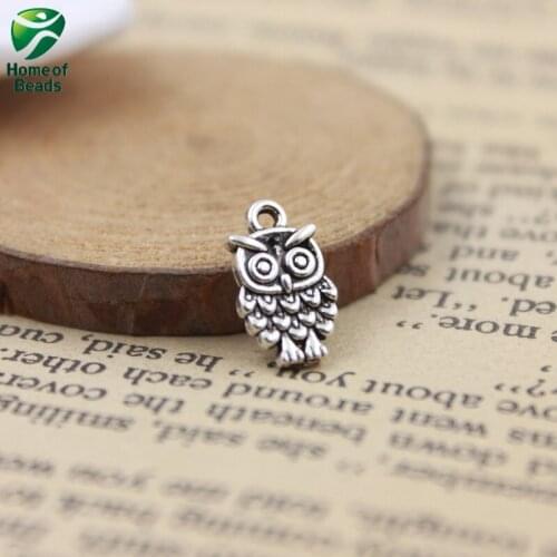 2020 Fashion Antique Silver Color DIY Owl Pendants Pendants For Jewelry Making Handmade 18x9mm 50 Pcs/lot ZA1249
