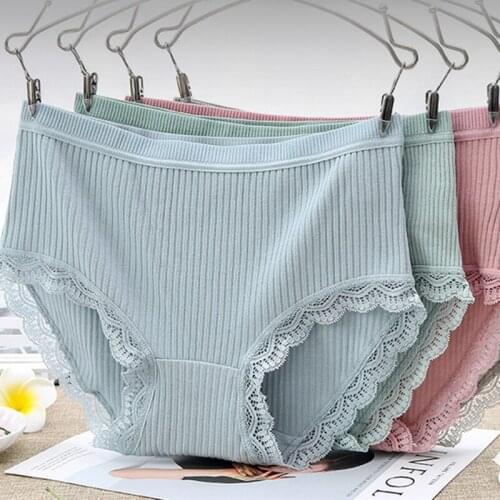 2020 New 2 Pairs/lot Womens Briefs Comfortable Cotton Middle-Waisted Thread Underwear Women Sexy Ultra-thin Panties