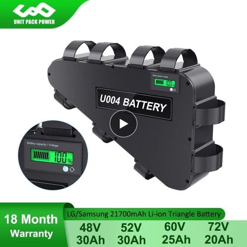 21700 Samsung 50E Triangle eBike Battery 48V 30Ah 52V 30Ah 60V 25Ah 72V 20Ah for 2800W 2000W 1500W 1000W 750W 500W 350W Motor