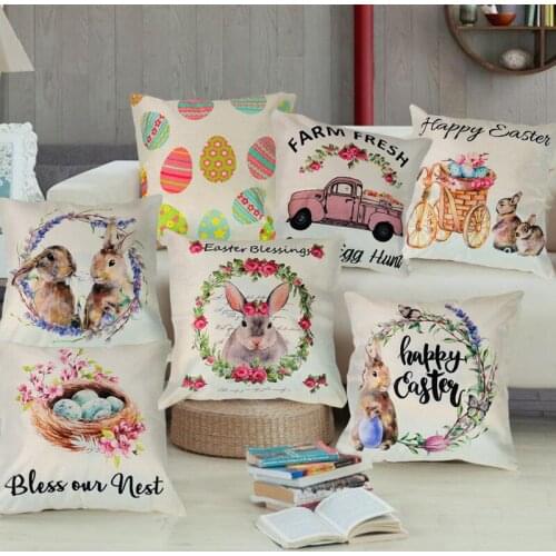 45x45cm Rabbit Chocolates Eggs Easter Pillowcase Easter Decor for Home Easter Day 2020 Easter Party Supplies Gift for Kids