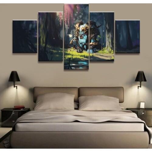 5 Piece HD Picture DOTA2 Video Game Poster Wall Sticker Spirit Breaker Paintings Artwork Canvas Art for Home Decor Wall Art