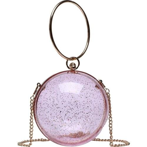 Acrylic Circular Ball Shoulder Bag For Women Mini Clear Crossbody Bags Round Metal Transparent Evening Clutch PVC jelly Handbags