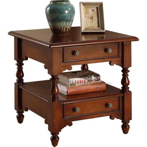 American Solid Wood Side Table Sofa Corner Table Square Table European Classic Side Table Small Coffee Table Living Room Telepho