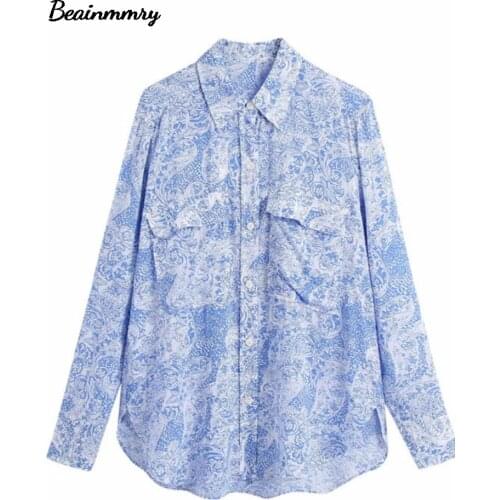 Женские голубые рубашки Beainmmry China At AliExpress