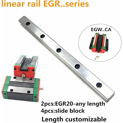 Free shipping guide rail 20mm linear guide EGR20- any length 2pcs +4pcs linear bearing block EGH20CA/EGW20CA rails for cnc