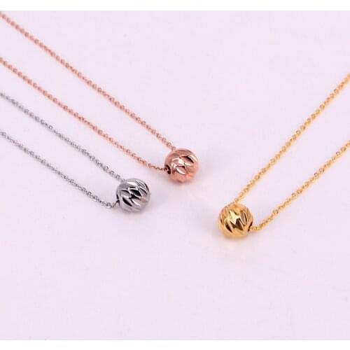 Fashion Stainless Steel Flower Small Round Ball Pendant Necklace clavicle chain Women Lady Girl Xmas Gift