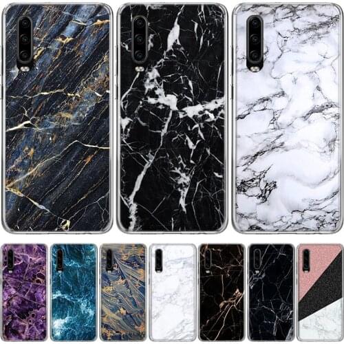 Black Marble Grain Simplicity Phone Case for Huawei P40 P30 P20 Mate 30 20 10 Pro P10 Lite P Smart Z + 2019 Gift Coque Cover Cap