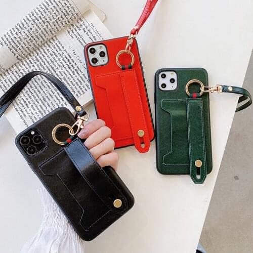 Crossbody Shoulder Wrist Strap Ring Phone Case For iPhone 12 Pro Max 11Pro X XR XS 7 8 Plus Wallet Card Bag PU Leather Cover