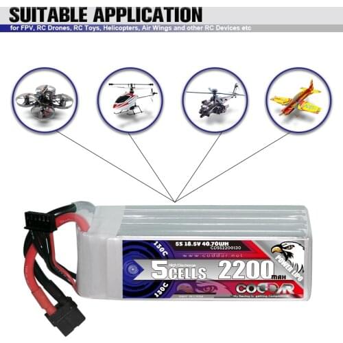 CODDAR 2200mAh 130C 18.5V 5S Lipo Battery For Trex 450 Fixed-Wing Helicopter Quadcopter Airplane BetaFPV Rc Car Parts