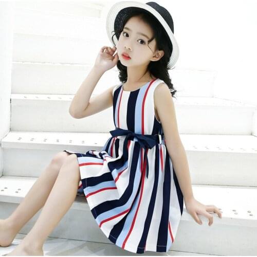 Causal girl dress cartoon striped fashion cool dresses for 3-12years girls kids children Summer outerwear dress clothing