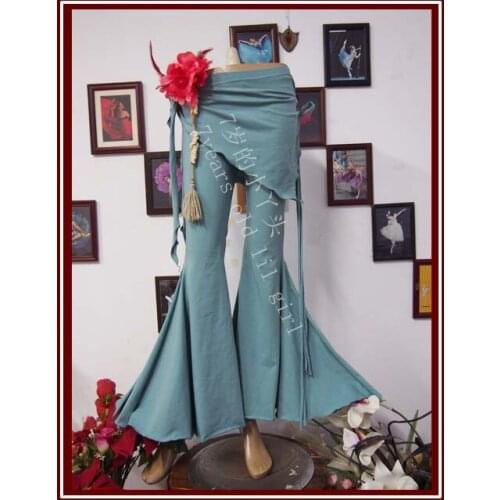 Lycra cotton tribal Belly dance flare Pants with skirt AC43
